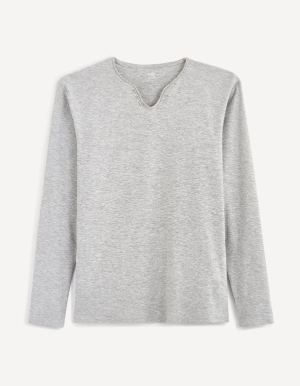 T-shirt col tunisien 100% coton