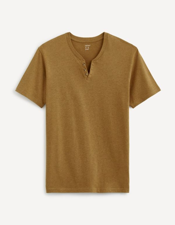 T-shirt col tunisien 100% coton