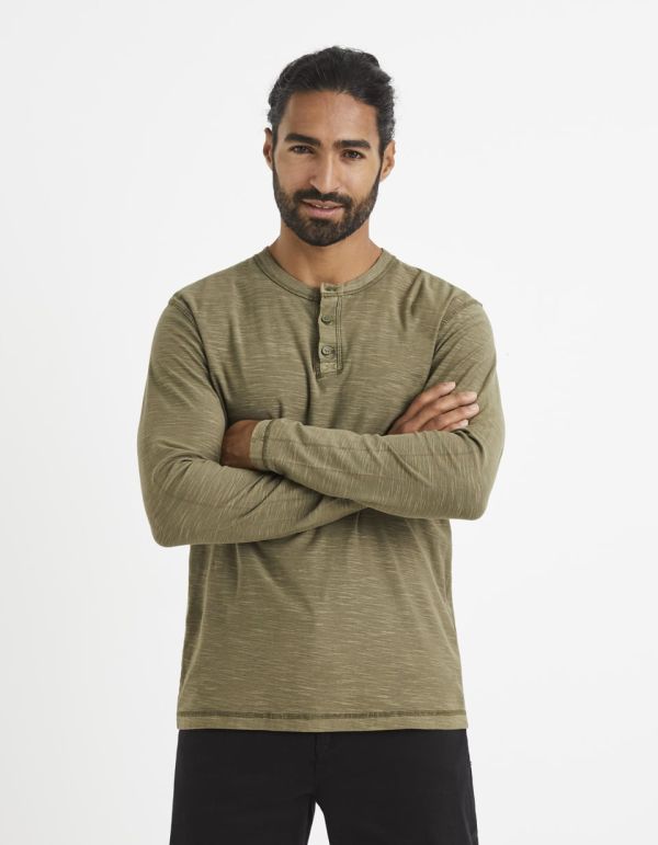 T-shirt col tunisien 100% coton