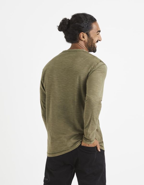 T-shirt col tunisien 100% coton