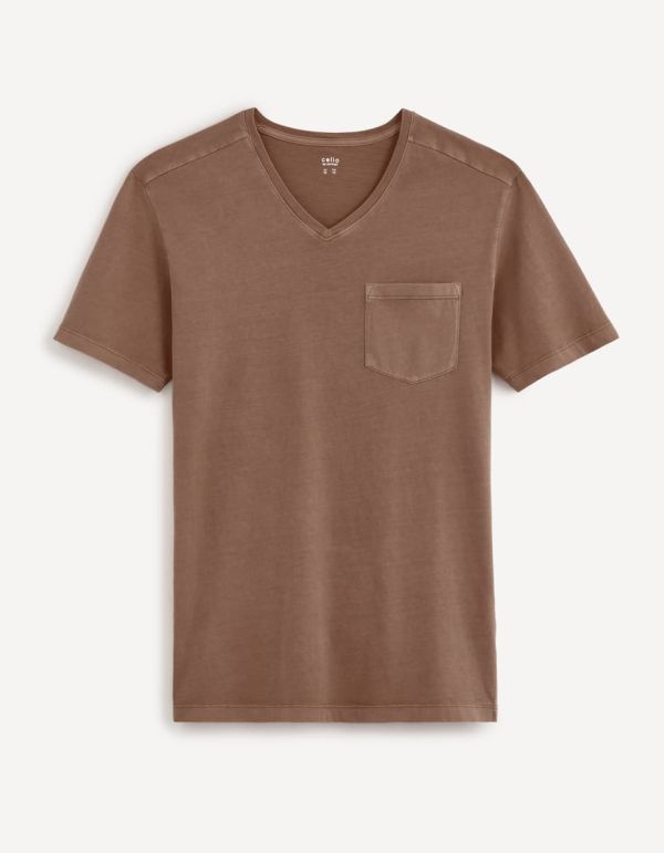 T-shirt col V 100% coton