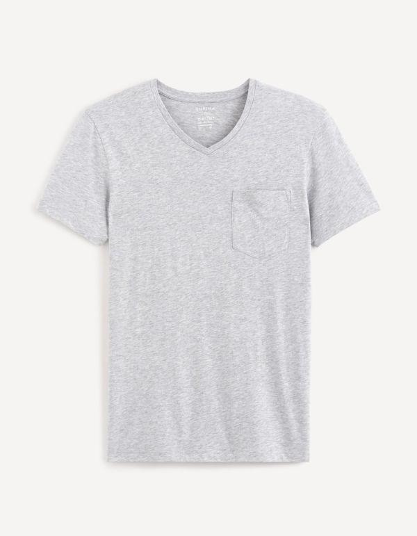 T-shirt col V coton mélangé