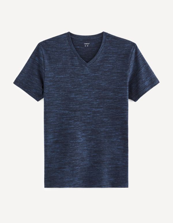 T-shirt col V coton mélangé