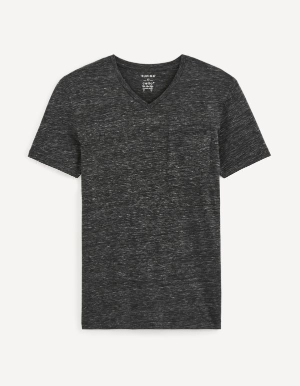 T-shirt col V coton mélangé