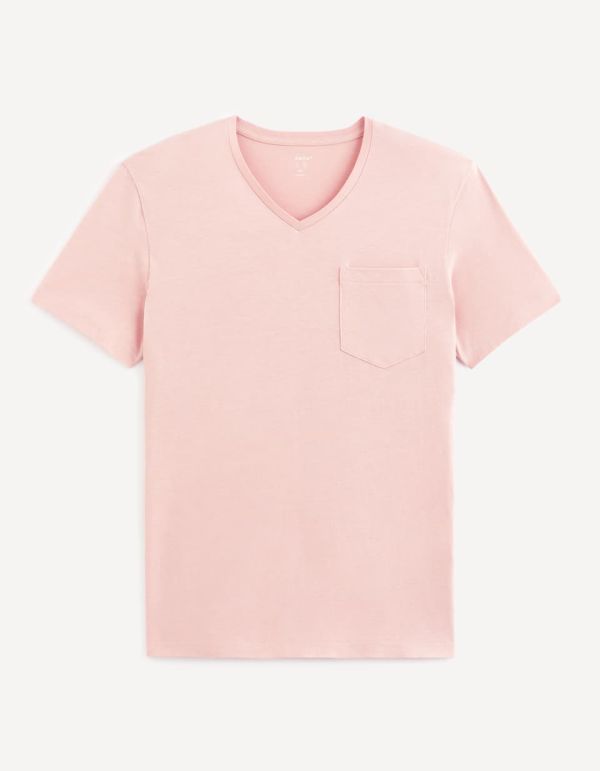 T-shirt col V coton mélangé