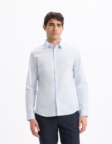 Chemise slim en coton stretch - bleu clair