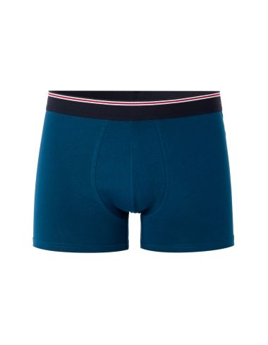 Boxer coton stretch ceinture contrastée - pétrole
