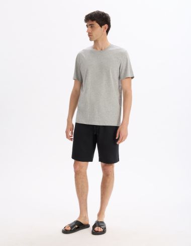 T-shirt regular col rond en coton mélangé - gris chiné