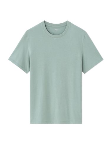 T-shirt regular col rond 100% coton - bleu vert