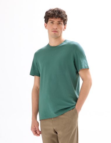 T-shirt regular col rond 100% coton - vert moyen