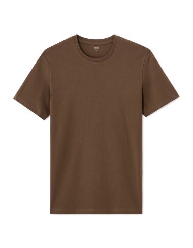 T-shirt regular col rond 100% coton - marron