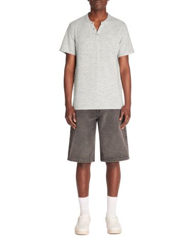 T-shirt regular col tunisien coton mélangé - gris