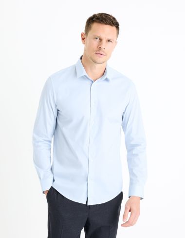 Chemise  regular coton stretch - bleu clair