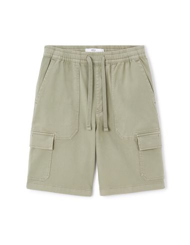 Bermuda cargo en coton stretch - kaki