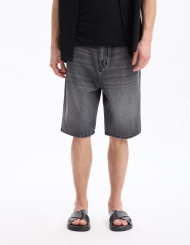 Bermuda baggy en jean - noir