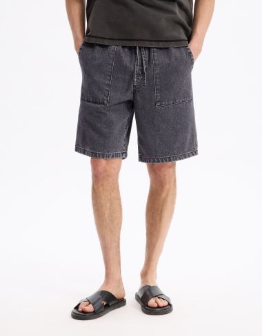 Bermuda straight en jean - noir