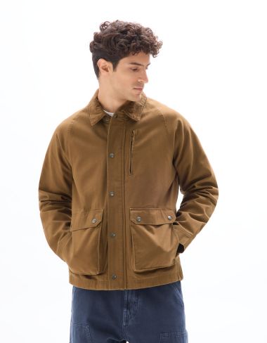 Veste multipoches et col velour - marron