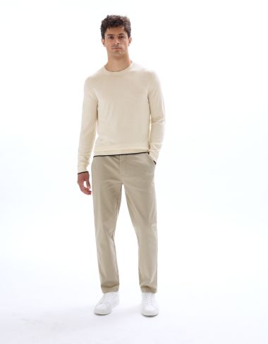 Pull col rond uni regular - écru