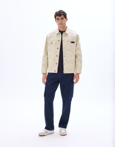 One Piece - Veste denim oversize beige