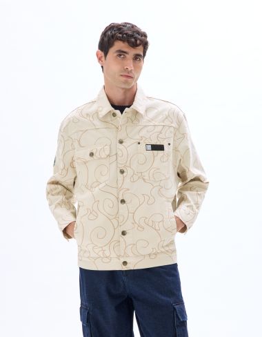 One Piece - Veste denim oversize beige