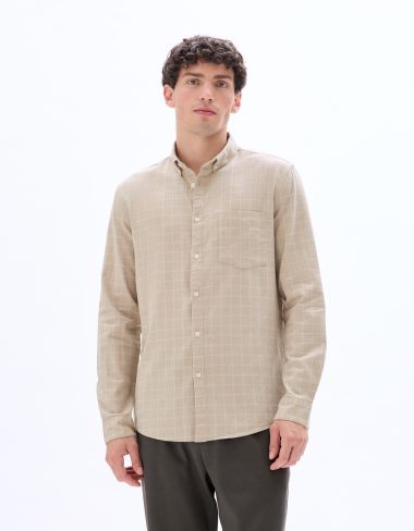 Chemise regular à carreaux en flanelle - beige