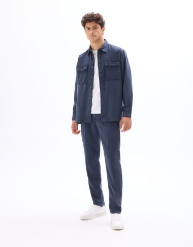 Pantalon chino straight TENCEL™ Lyocell - marine