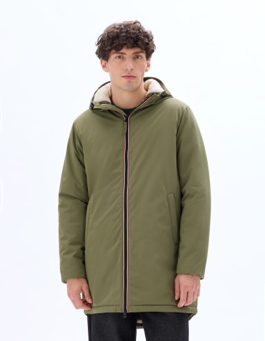 Parka à capuche doublé sherpa - kaki