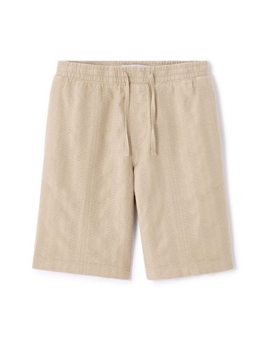 Bermuda jacquard rayé 100% coton - beige
