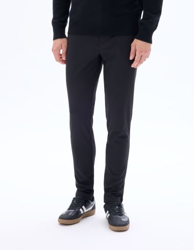 Pantalon chino slim en maille - noir