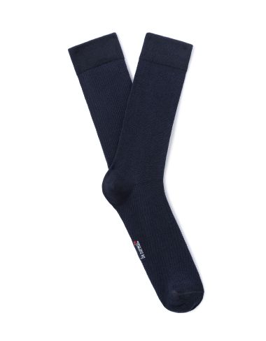 Chaussettes hautes en coton stretch piqué - marine