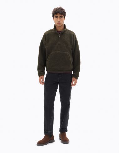 Sweat oversize en polaire - kaki