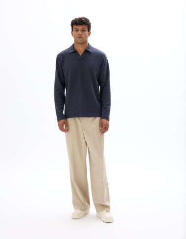 Polo regular manches longues en jersey - encre