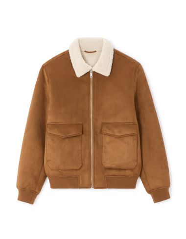 Blouson aviateur en faux daim - camel