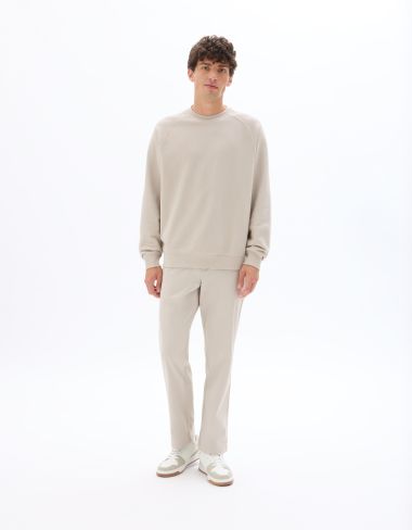 Sweat oversize Col rond en piqué - beige