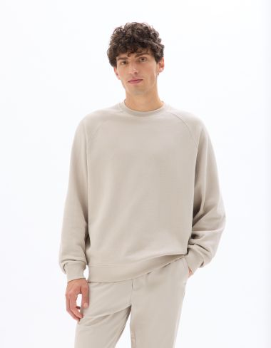 Sweat oversize Col rond en piqué - beige