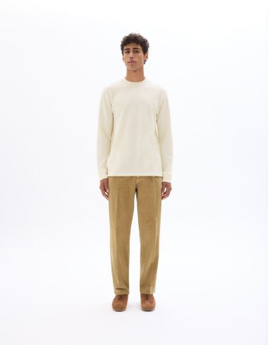 T-shirt boxy reliéfé manches longues - écru