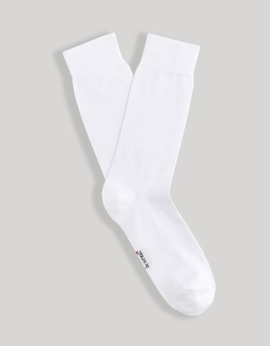 Chaussettes hautes en coton mélangé - blanc