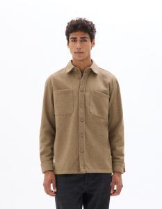 Surchemise chaude uni- marron