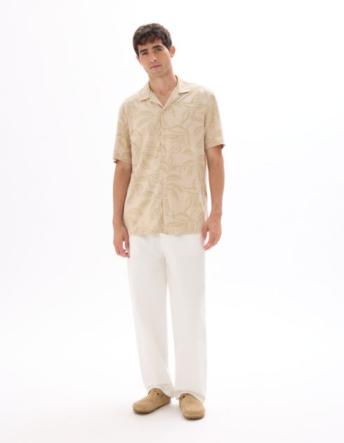 Chemisette regular imprimé palmier - beige