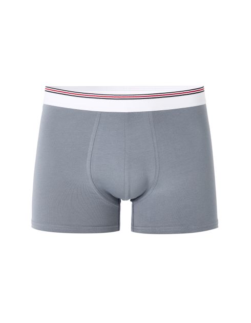 Boxer coton stretch ceinture contrastée - bleu denim