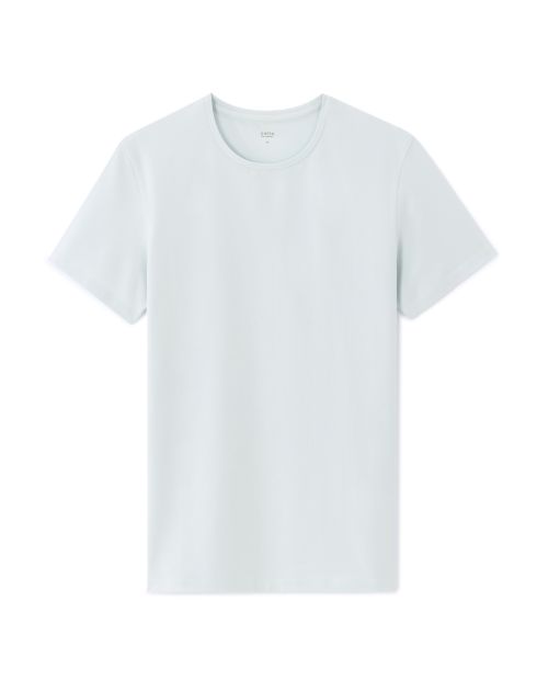 T-shirt slim col rond en coton stretch - bleu clair