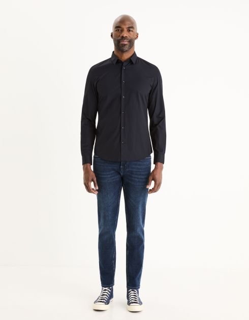 Chemise slim en coton - noir