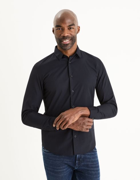 Chemise slim en coton - noir