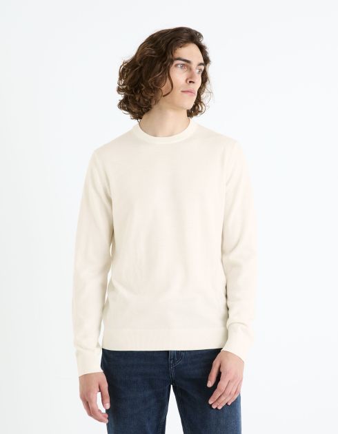 Pull col rond  100% laine mérinos - beige