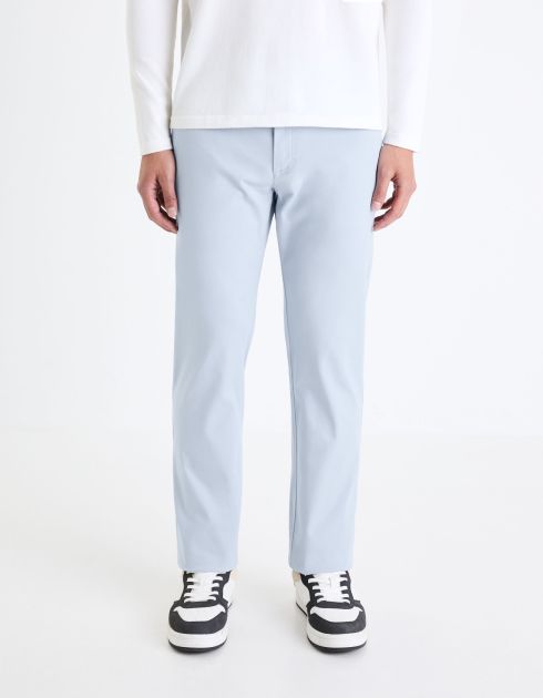 Pantalon chino straight coton stretch - bleu ciel