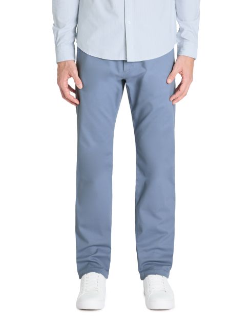 Pantalon straight en coton stretch - bleu clair