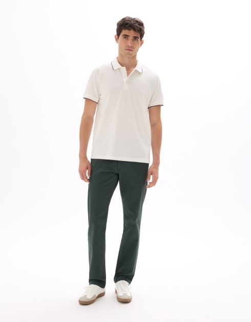 Pantalon chino straight en coton stretch - vert foncé