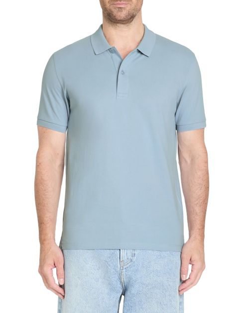 Polo straight piqué en coton - bleu