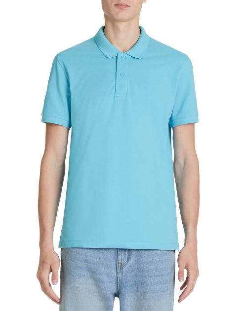 Polo piqué straight en coton - turquoise