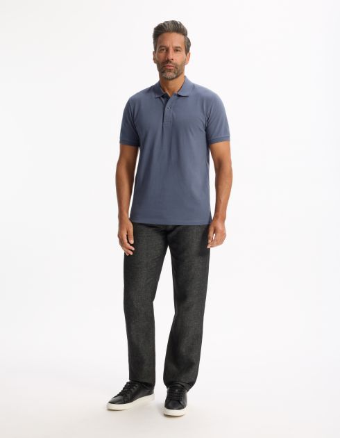Polo piqué straight 100% coton - bleu gris